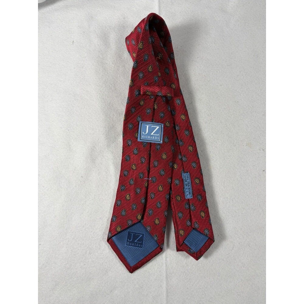 JZ Richards Boulder Silk Neck Tie Red Yellow Hand Made In USA